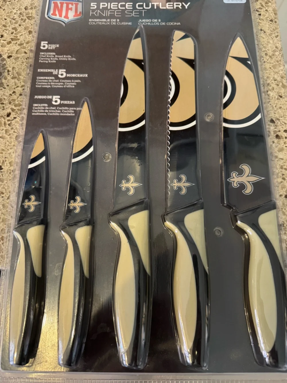 NFL New Orleans Saints 5-Piece Knife Set - Black & Gold